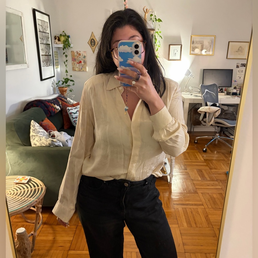 Vintage Silk Cream Blouse